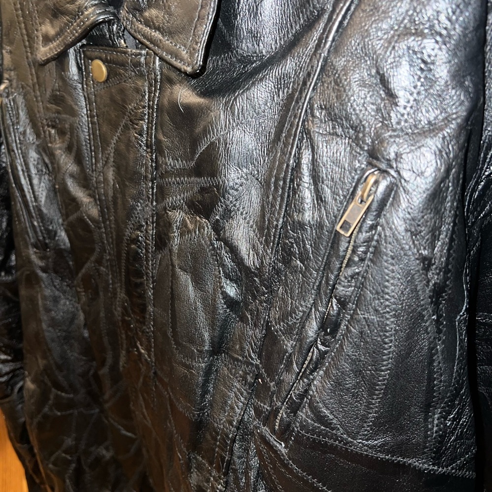 Italian Stone Patchwork Design Navarre Leather Ja… - image 3